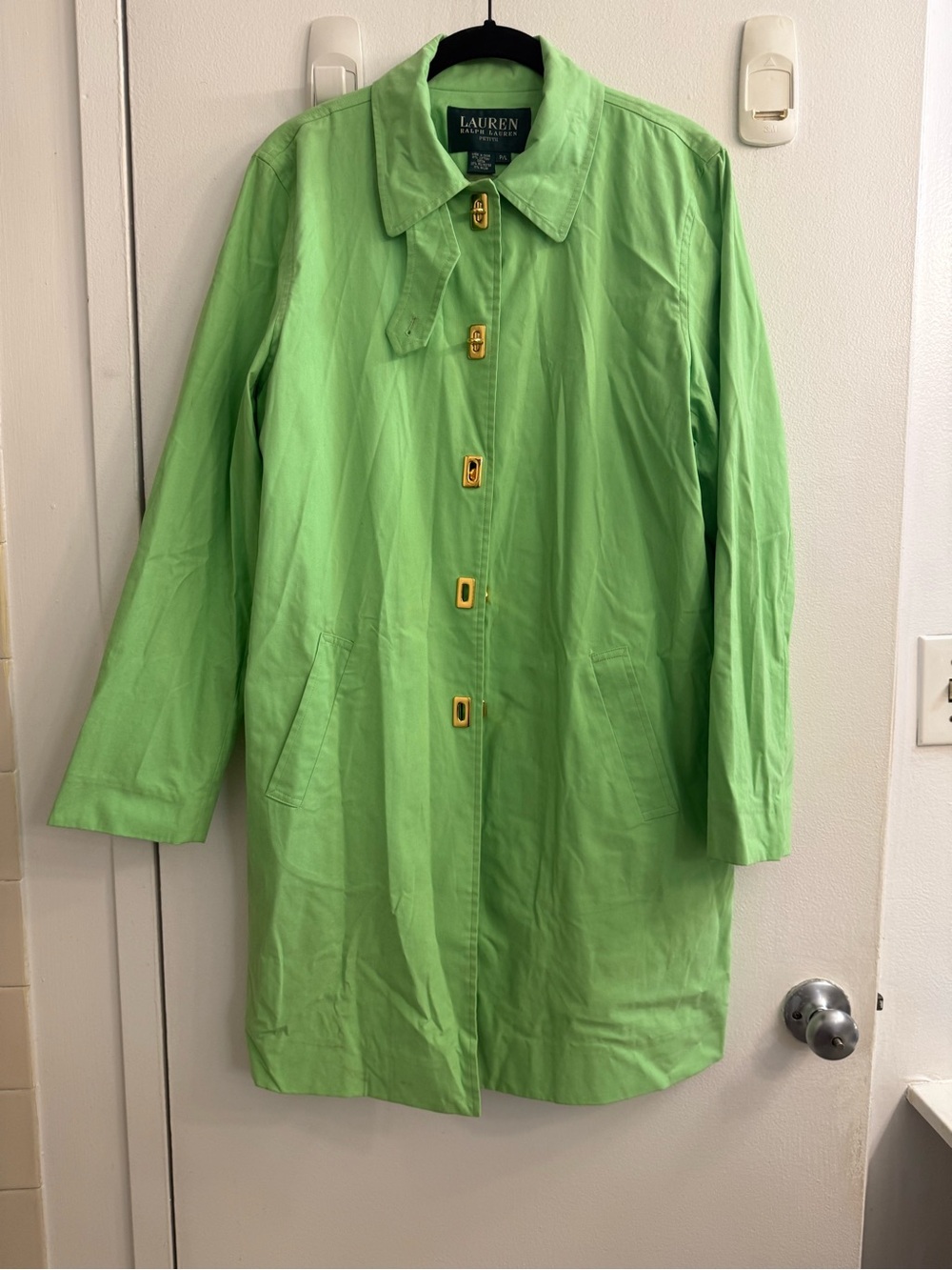 VINTAGE-Lauren Ralph Lauren Lime Green Lightweight Trench Coat